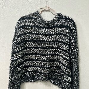 Black and White Striped Women Sweater
